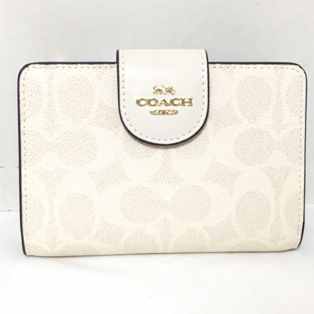 コーチ COACH 2つ折り財布 レディース 美品 ミディアム コーナー