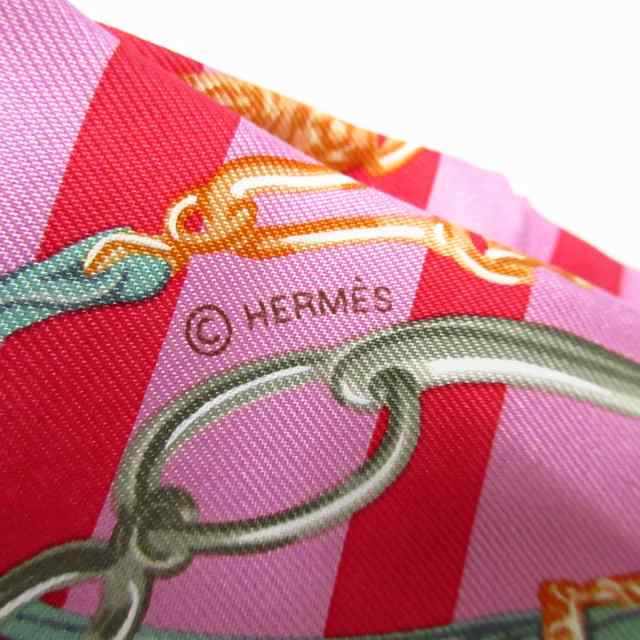 エルメス HERMES スカーフ レディース 美品 ツイリー ピンク×レッド