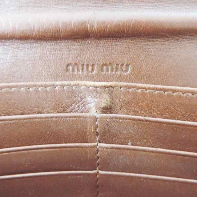 ミュウミュウ miumiu 長財布 レディース ブラウン 型押し加工