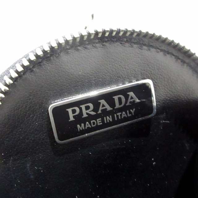 プラダ PRADA コインケース レディース 新品同様 ラウンド ミニポーチ 1TL431 黒 ラウンドファスナー レザー【中古】20230930