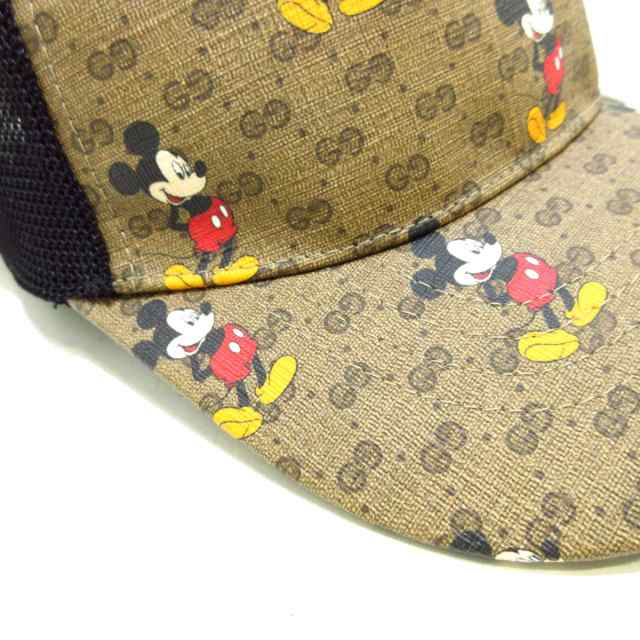 グッチ GUCCI キャップ XL レディース 新品同様 ベースボールキャップ 602979 4HI85 ブラウン×黒×マルチ  DISNEY【中古】20230711