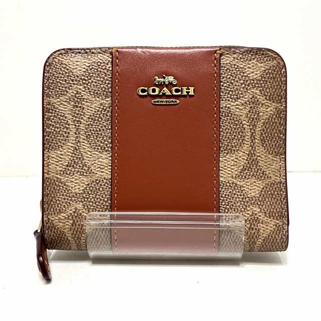 コーチ COACH 2つ折り財布 レディース 美品 シグネチャー柄 C6027