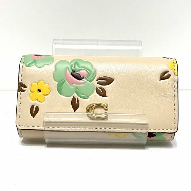 希少✨️極美品✨COACH ホース＆キャリッジ柄キーケース ベージュ