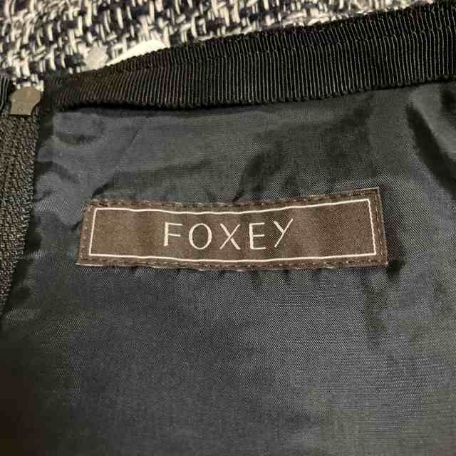 フォクシー FOXEY スカート サイズ40 M レディース - 黒×白 ひざ丈