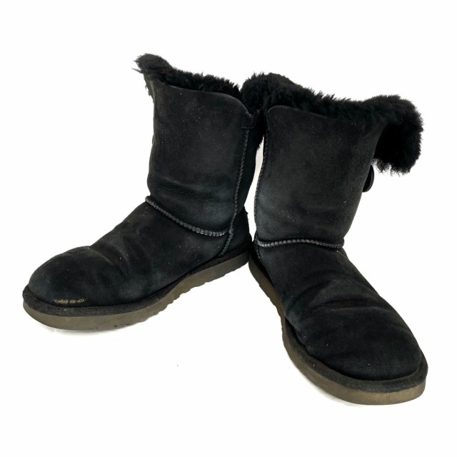 アグ UGG ショートブーツ 24 レディース - 5803 黒 ムートン【中古】20230912