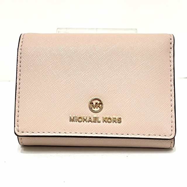 マイケルコース MICHAEL KORS 3つ折り財布 レディース - ピンクベージュ がま口 レザー【中古】20230708｜au PAY マーケット