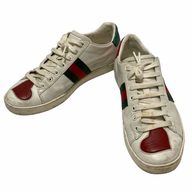 グッチ GUCCI スニーカー 37 1/2 レディース - 435638 白×レッド