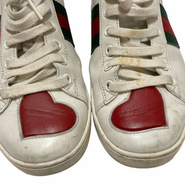 グッチ GUCCI スニーカー 37 1/2 レディース - 435638 白×レッド