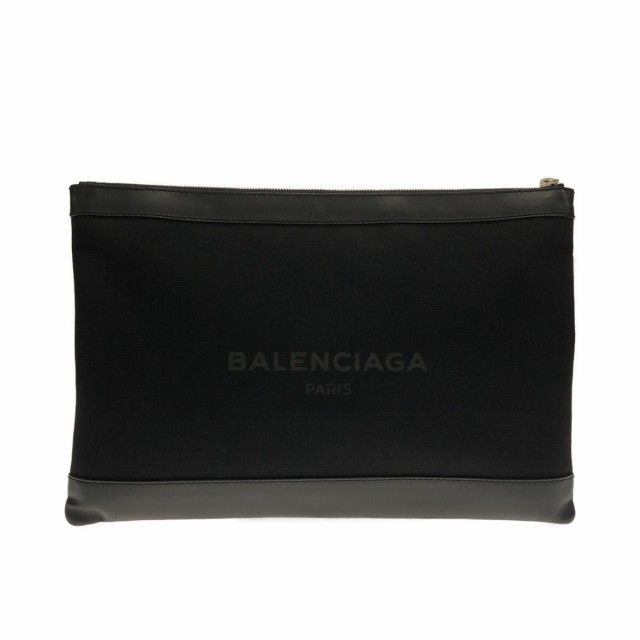 バレンシアガ クラッチバッグ ネイビークリップL キャンバス レザー 373840 BALENCIAGA バッグ 黒