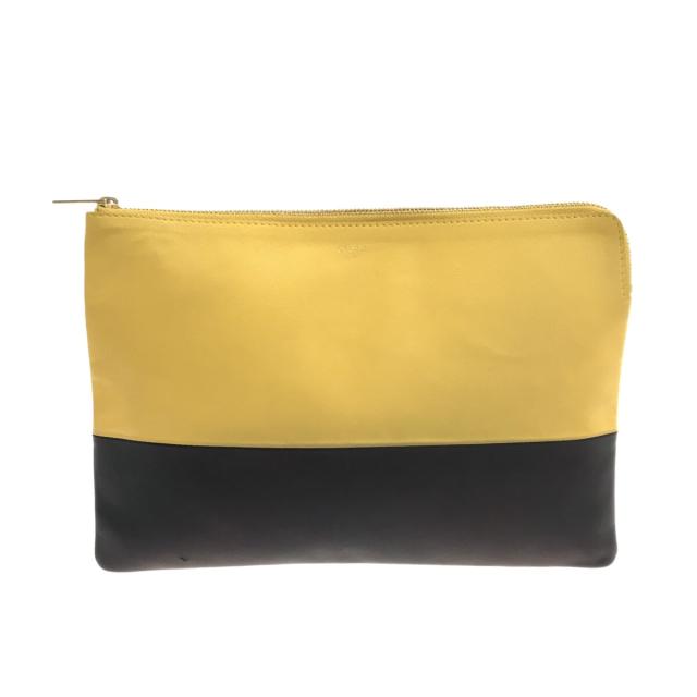 中古美品* セリーヌ CELINE クラッチバッグ ソロ レザー イエロー×黒 CELINE - 新品 セリーヌ CELINE クラッチバッグ トリオンフ タン