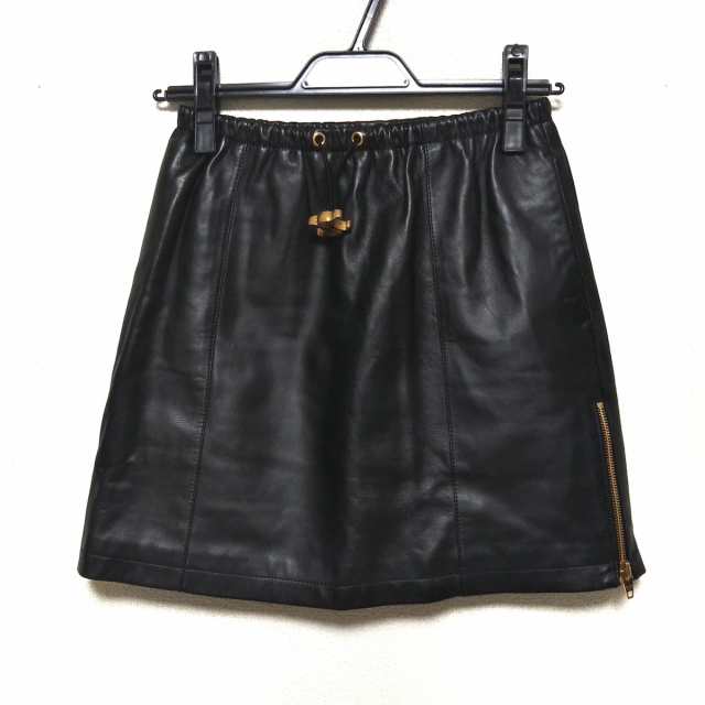 セリーヌ ミニスカート サイズ34 S レディース アスレチック スカート 2H343151T 黒  ラムスキン（レザー）/サイドジップ【中古】20230825｜au PAY マーケット
