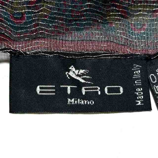 エトロ ETRO ストール(ショール) レディース - レッド×グリーン×マルチ ペイズリー柄/ラメ シルク×ルレックス【中古】20230719