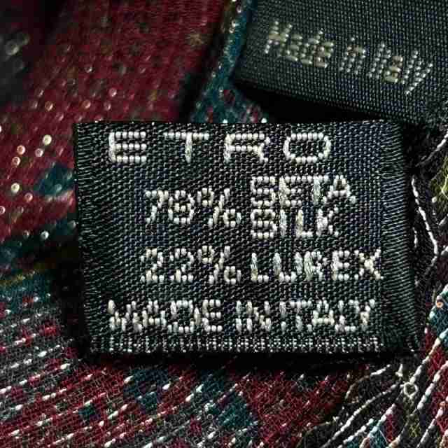 エトロ ETRO ストール(ショール) レディース - レッド×グリーン×マルチ ペイズリー柄/ラメ シルク×ルレックス【中古】20230719