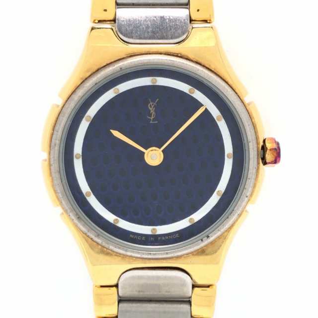 【美品】Yves Saint Laurent 腕時計 レディース ネイビー