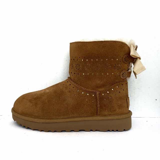 アグ UGG ショートブーツ 23 レディース 美品 Dae Sunshine Perf Boot 1019197 ブラウン×アイボリー  パンチング/リボン【中古】20230805｜au PAY マーケット