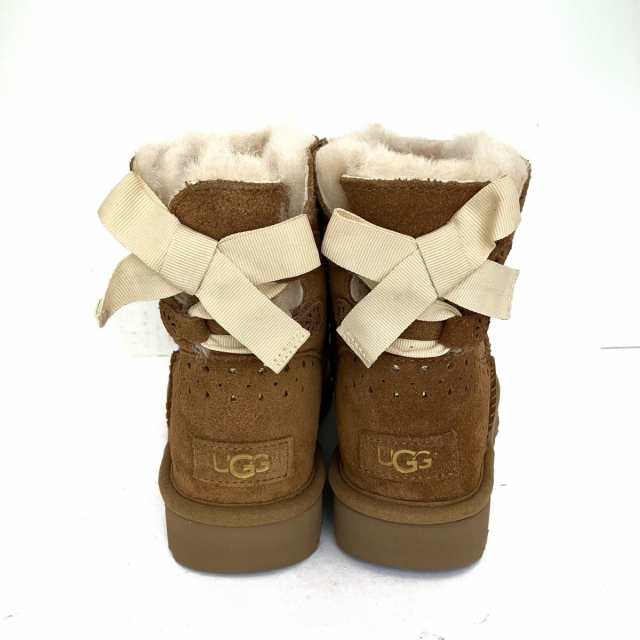 アグ UGG ショートブーツ 23 レディース 美品 Dae Sunshine Perf Boot 1019197 ブラウン×アイボリー  パンチング/リボン【中古】20230805