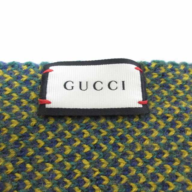 グッチ GUCCI マフラー レディース 美品 437780 ネイビー×ダーク