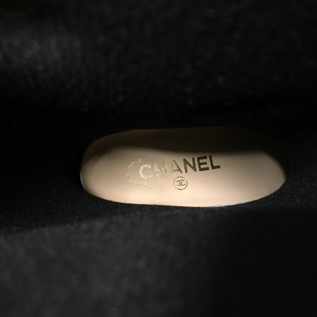 シャネル CHANEL レインブーツ 37 レディース カメリア 黒 ゴールド