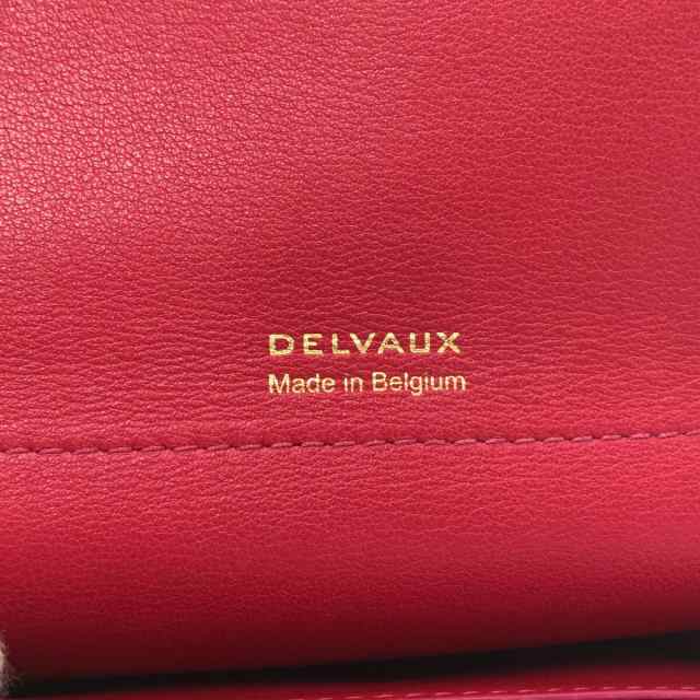 デルボー DELVAUX 3つ折り財布 レディース マダム ピンク レザー【中古