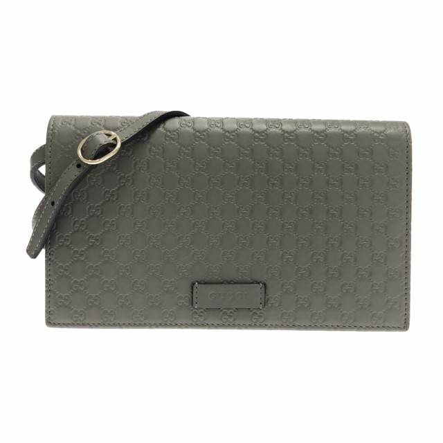 グッチ GUCCI 財布 レディース 美品 マイクログッチシマ 466507 グレー