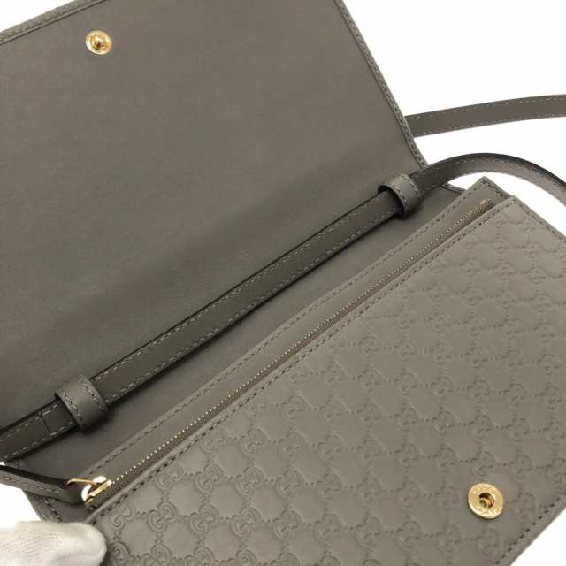 グッチ GUCCI 財布 レディース 美品 マイクログッチシマ 466507 グレー