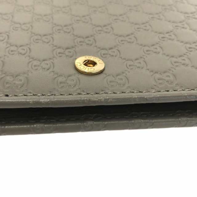 グッチ GUCCI 財布 レディース 美品 マイクログッチシマ 466507 グレー