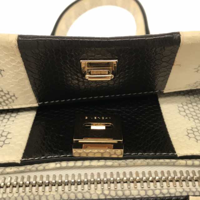 ジバンシー GIVENCHY ハンドバッグ レディース パンドラピュアスモール アイボリー×黒 型押し加工 レザー【中古】20230829