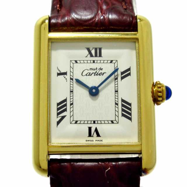 カルティエ Cartier 腕時計 マストタンクヴェルメイユ SM W1013654 レディース シルバー925/社外ベルト  アイボリー【中古】20230902｜au PAY マーケット