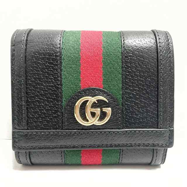 グッチ GUCCI 2つ折り財布 レディース 美品 オフィディア 598662 黒