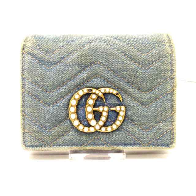 グッチ GUCCI 2つ折り財布 レディース GGマーモント 466492 ブルー