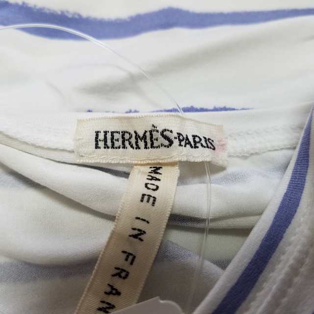 エルメス HERMES 半袖Tシャツ サイズLA レディース - 白×ブルー【中古】20230809