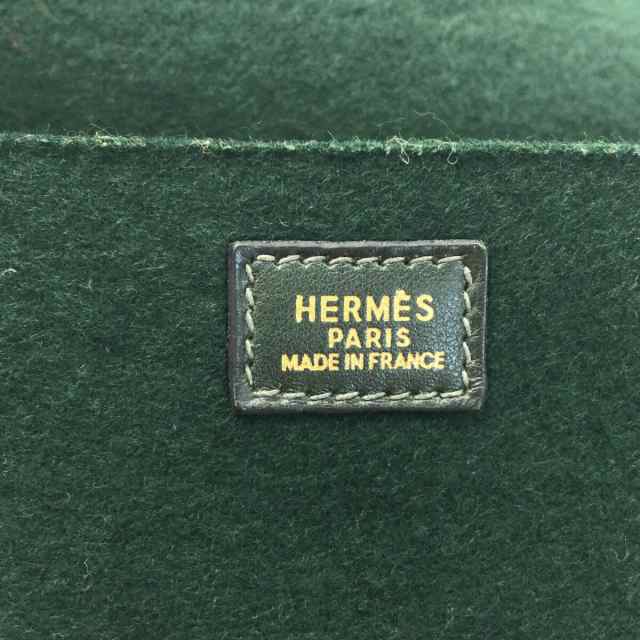 エルメス HERMES ショルダーバッグ レディース フードゥ グリーン×ダークグリーン ゴールド金具 フェルト×レザー【中古】20230831