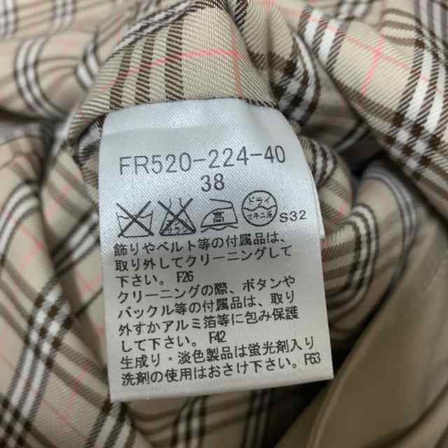 バーバリーブルーレーベル Burberry Blue Label トレンチコート サイズ38 M レディース 美品 - ベージュ  長袖/春/秋【中古】20230826