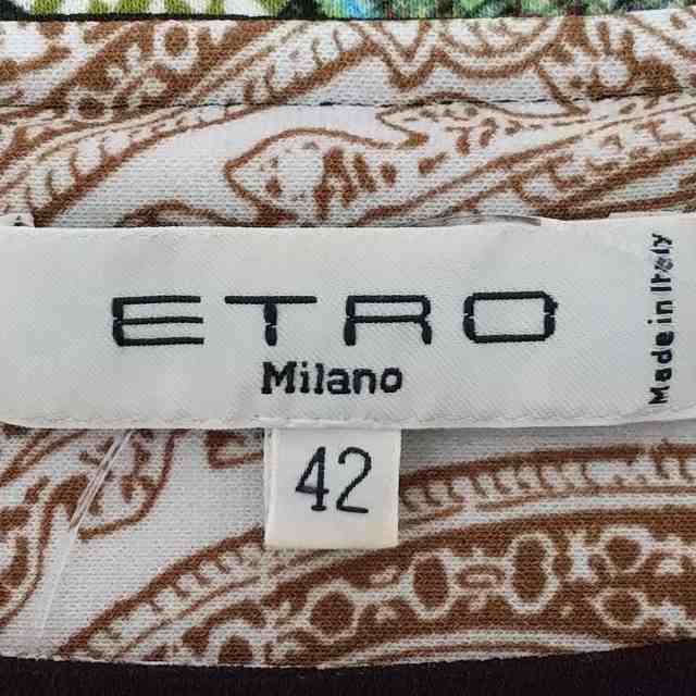 エトロ ETRO ワンピース サイズ42 M レディース - アイボリー×ブラウン×マルチ 半袖/ひざ丈/ペイズリー柄【中古】20230817