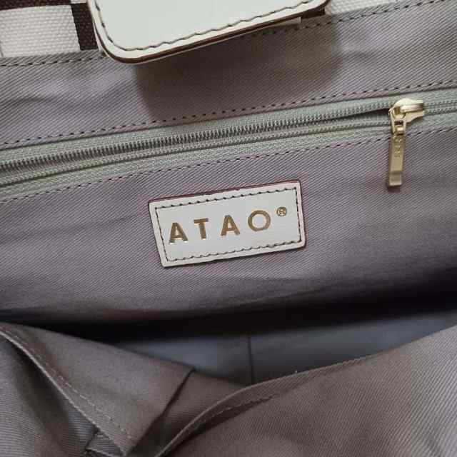アタオ ATAO トートバッグ レディース - アイボリー×ダークブラウン キャンバス×レザー【中古】20230809