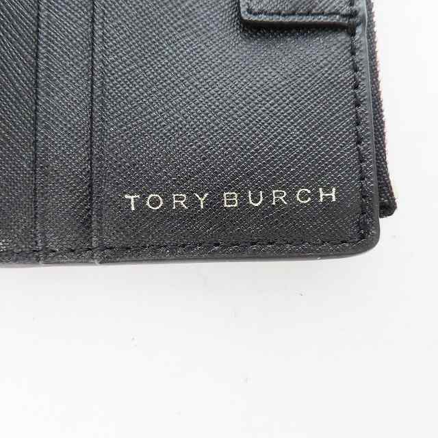 トリーバーチ TORY BURCH 2つ折り財布 レディース 美品 - 黒 レザー