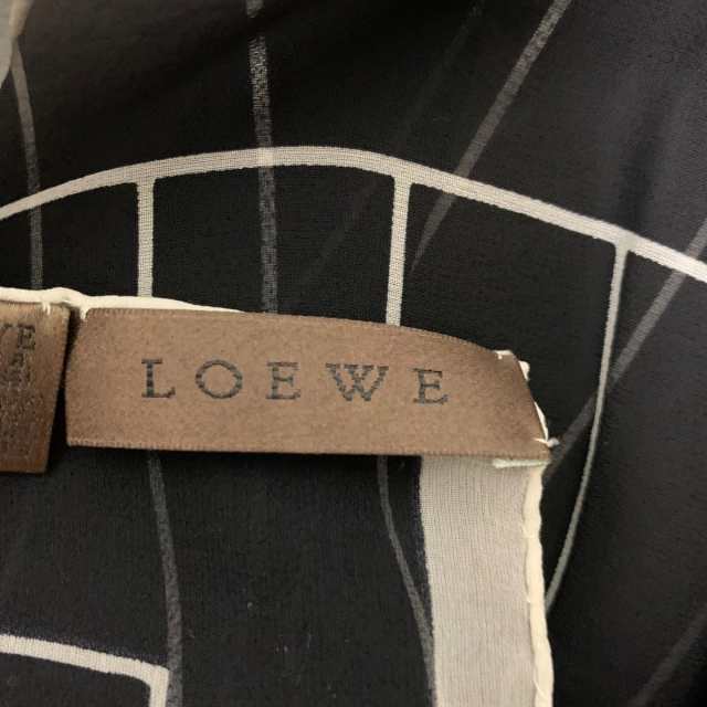 ロエベ LOEWE スカーフ レディース 美品 - 黒×アイボリー【中古】20230911