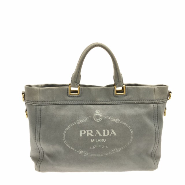 プラダ PRADA トートバッグ レディース CANAPA BN2069 ライトグレー 革タグ デニム【中古】20230818｜au PAY マーケット