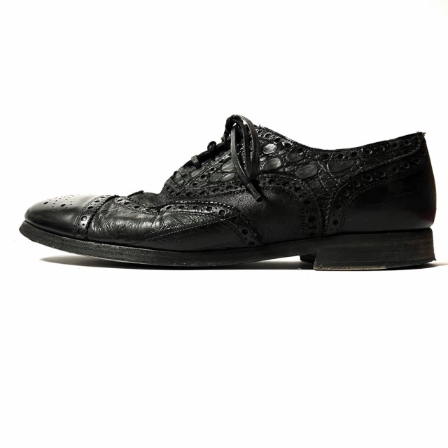 ドルチェアンドガッバーナ DOLCE&GABBANA シューズ 8 メンズ - 黒 型押し加工/ウィングチップ レザー【中古】20230901｜au  PAY マーケット