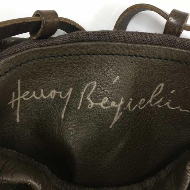 エンリーベグリン HENRY BEGUELIN リュックサック レディース 美品 - ダークブラウン 巾着型 レザー【中古】20230912