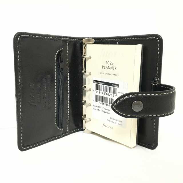 ファイロファックス Filofax 手帳 レディース 美品 - 黒 レフィル(2023) レザー【中古】20231007