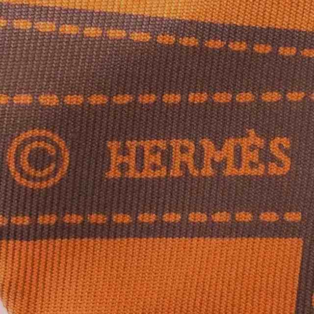 エルメス HERMES スカーフ レディース 美品 ツイリー オレンジ×ダーク ...