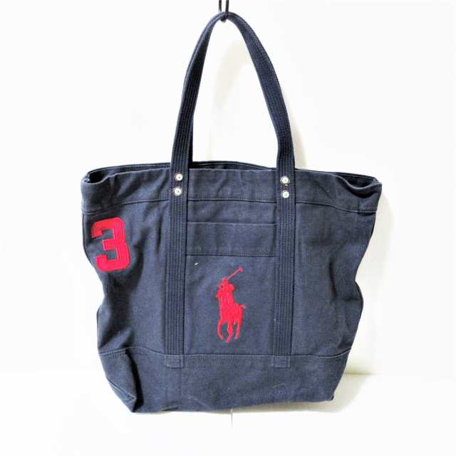 ポロラルフローレン POLObyRalphLauren ショルダーバッグ レディース ビッグポニー ダークネイビー×レッド キャンバス【中古】20230818|au PAY マーケット