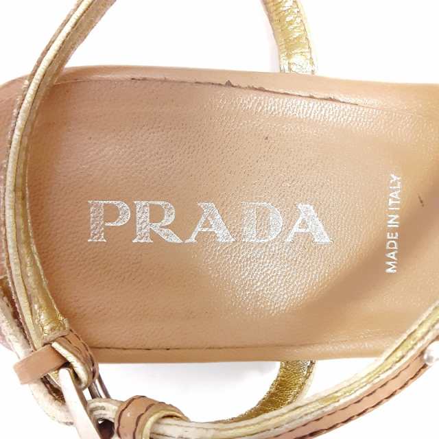 プラダ PRADA サンダル 35 1/2 レディース - ライトブラウン×シルバー