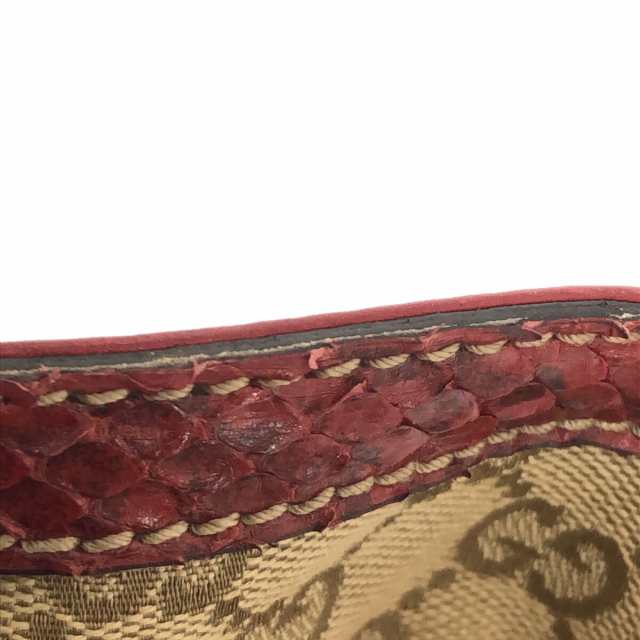 グッチ GUCCI ショルダーバッグ レディース インディ/GG柄 191719 ベージュ×ボルドー ジャガード×パイソン【中古】20230901