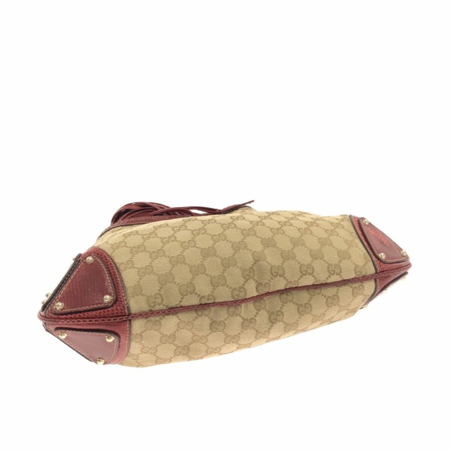 グッチ GUCCI ショルダーバッグ レディース インディ/GG柄 191719 ベージュ×ボルドー ジャガード×パイソン【中古】20230901