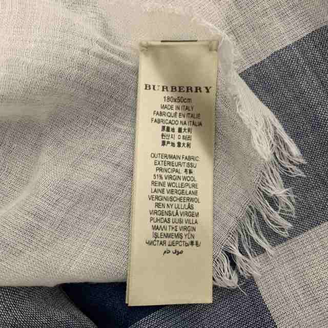 バーバリー Burberry ストール(ショール) レディース 美品 - 白×ブルー