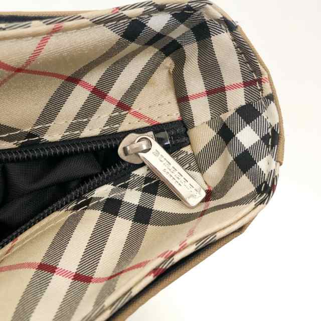 バーバリーブルーレーベル Burberry Blue Label ハンドバッグ レディース - ベージュ×黒 チェック柄  ナイロン×レザー【中古】20230830