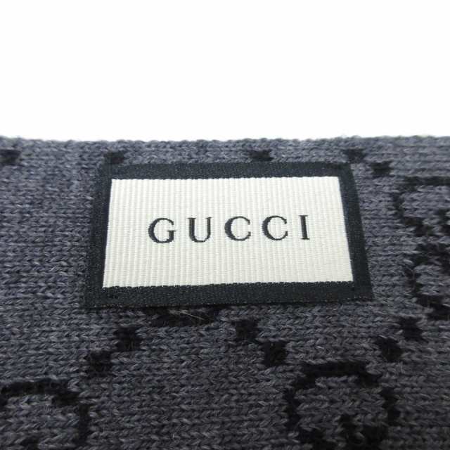 グッチ GUCCI マフラー レディース 美品 - 325806 グレー×黒×マルチ GG