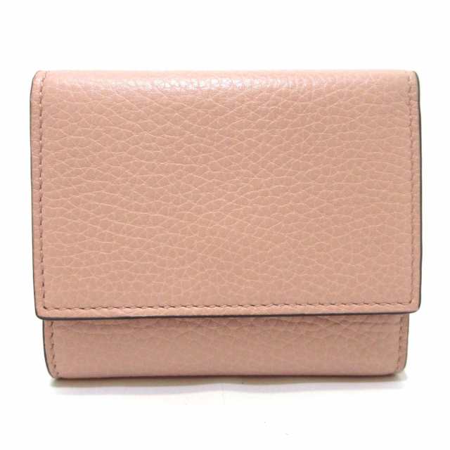 グッチ GUCCI 3つ折り財布 レディース 美品 アニマリエ 523190 ピンク レザー【中古】20230926